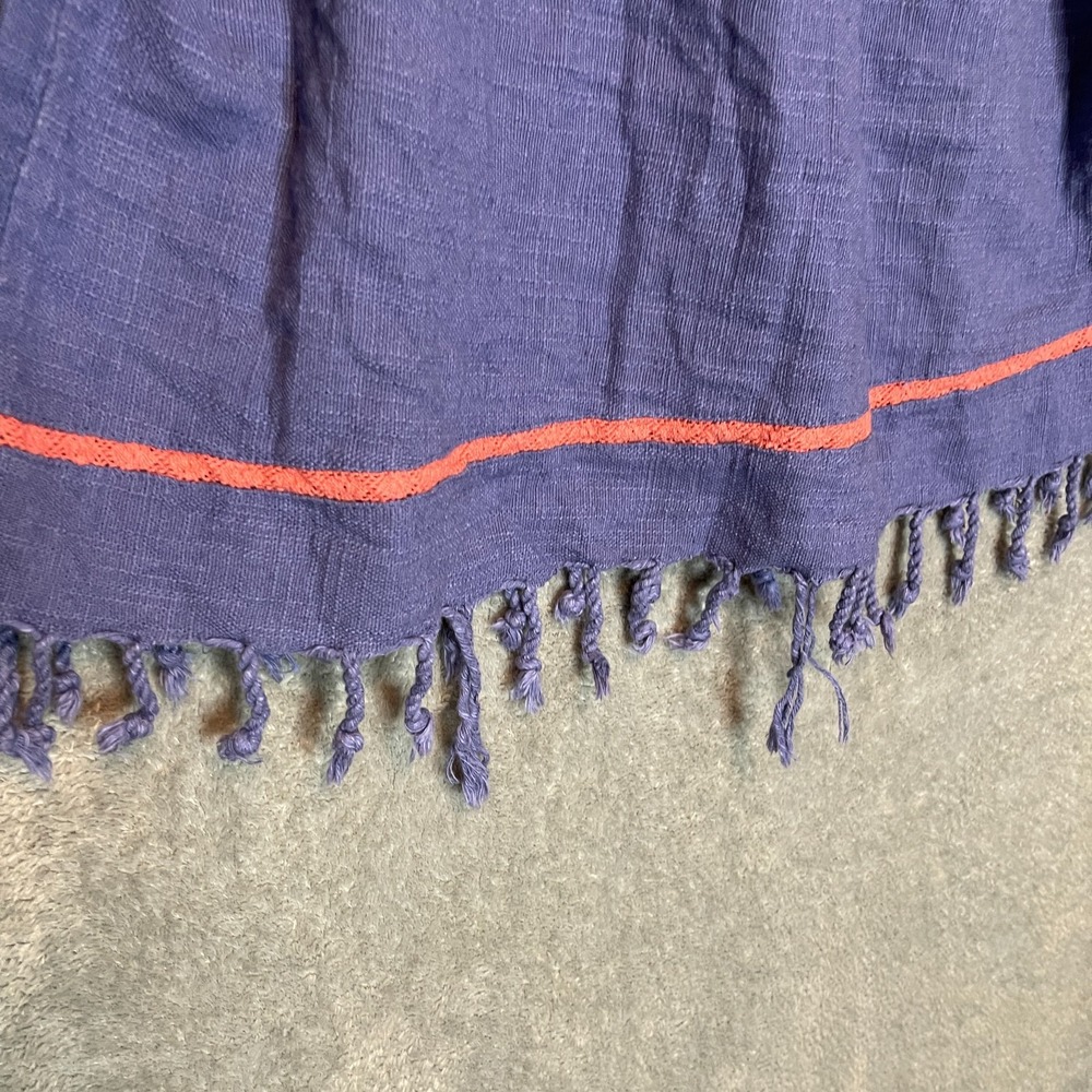 Rocks Indigo Women Boho Peasant Top M Festival Boxy Cropped Tasseled Fringe - Picture 4 of 12
